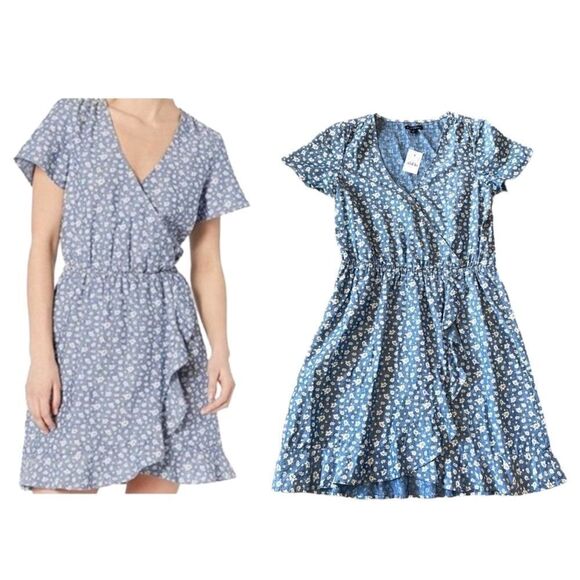 J. Crew Mercantile Floral Chambray Faux Wrap Surplice Dress Size Small NWT - Picture 1 of 14